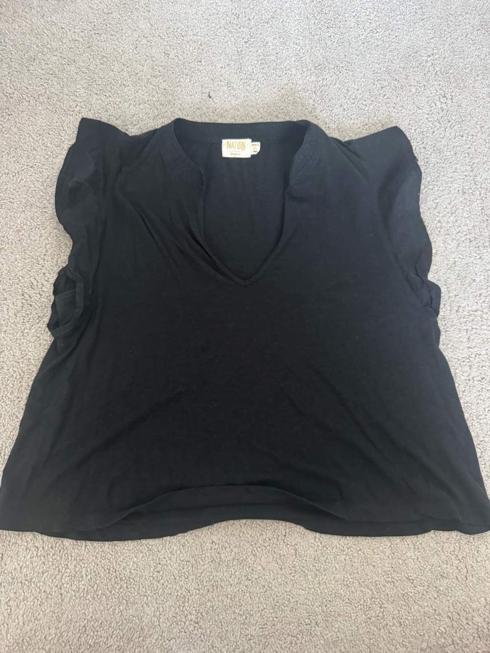Nation LTD Black, V-neck Top Pima Cotton - XL